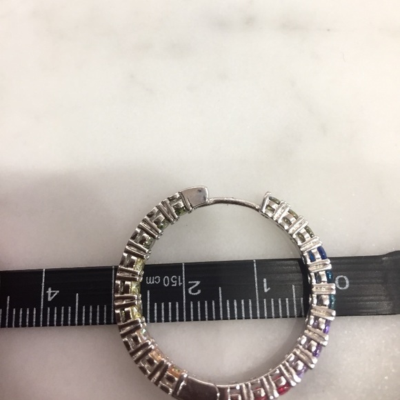 Rainbow Color Hoop Earrings Sterling Silver - Picture 5 of 5